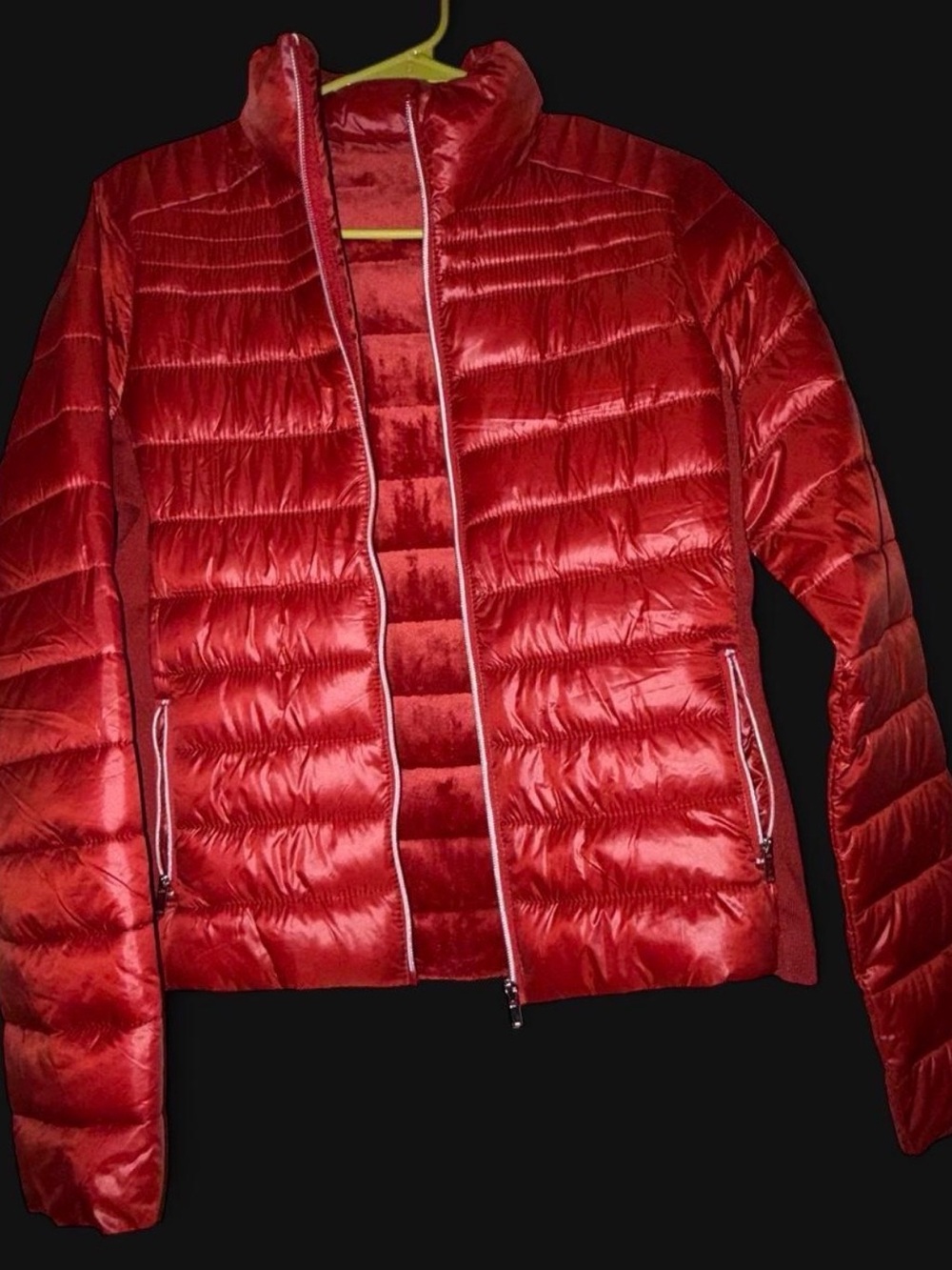 Ci Sono Glossy Red Quilted Puffer Jacket